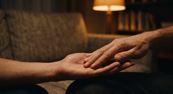 A person gently reaching out their hand to their partner