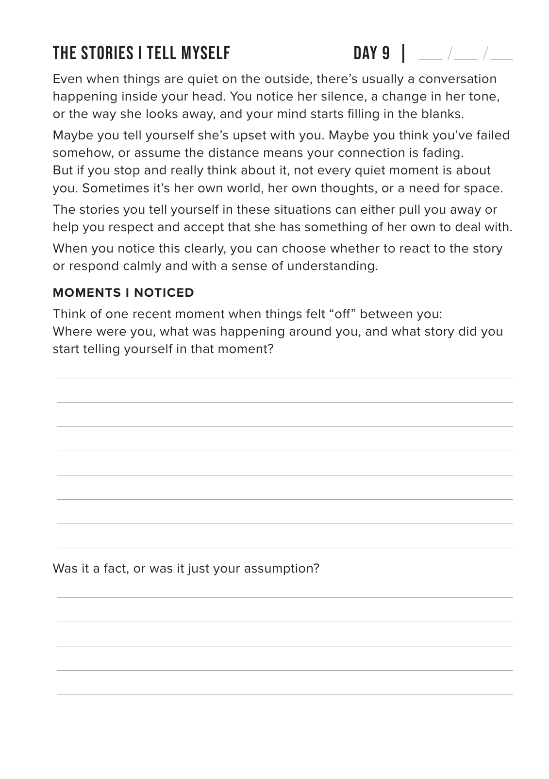 Day 9 — The Stories I Tell Myself, left page